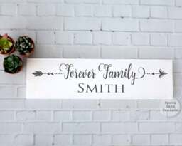 Family Last Name Sign - Personalized Housewarming Gift Wedding Arrow Decor Wood Gallery Wall Art - thumbnail 1