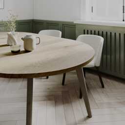 Round Expandable Dining Table - Solid Oak Customisable Oakwell Collection - thumbnail 2
