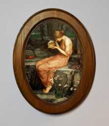 Light Oak Oval Wooden Framed Picture, John William Waterhouse, Psyche Opening The Golden Box, Art Print, Wall Hanging, Antique Vintage Style - thumbnail 1
