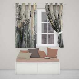 Bird On Bare Branch Grey Urban Graffiti Distinctive Artwork For Living Room Decor Readymade Eyelet Ring Top Thermal 100% Blackout Curtains - thumbnail 2