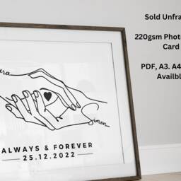Personalised Anniversary Gift Gift, Quote & Date, Minimalist Line Art Print - thumbnail 3
