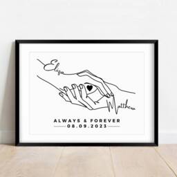 Personalised Anniversary Gift Gift, Quote & Date, Minimalist Line Art Print - thumbnail 2