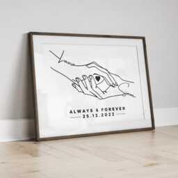 Personalised Anniversary Gift Gift, Quote & Date, Minimalist Line Art Print - thumbnail 1