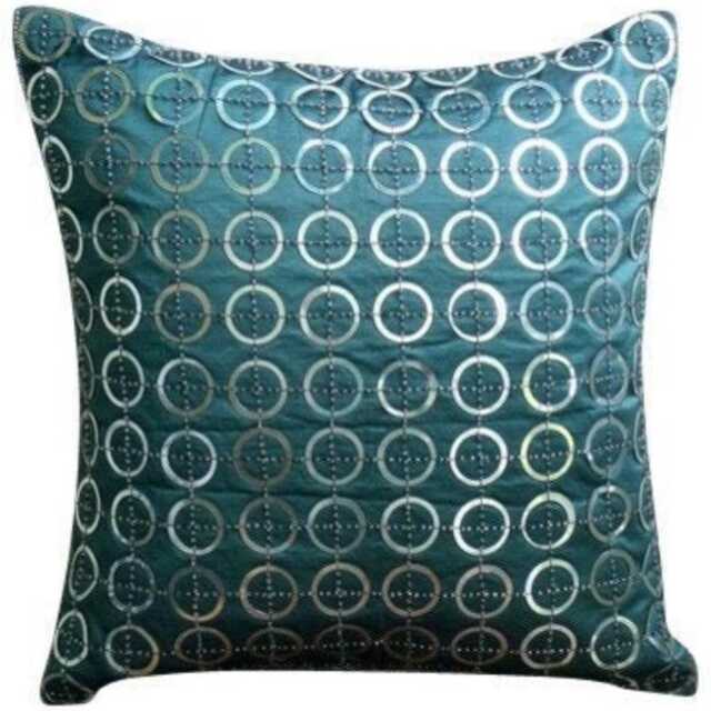 "Designer Teal Blue European Pillow 24""x24""/26""x26" - image 1