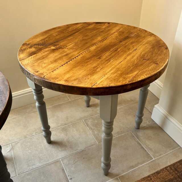 Handmade Round Wooden Dining Table, Wax Finish - image 1