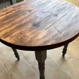 Handmade Round Wooden Dining Table, Wax Finish - thumbnail 4