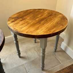 Handmade Round Wooden Dining Table, Wax Finish - thumbnail 1