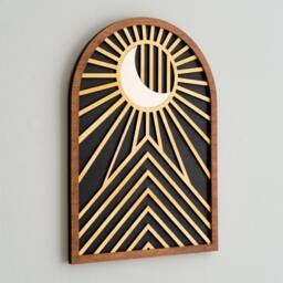 Sun Moon Wall Decor, Modern Wood Art Home Decor Art, & Office Trendy R09 - thumbnail 4