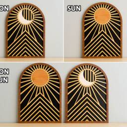 Sun Moon Wall Decor, Modern Wood Art Home Decor Art, & Office Trendy R09 - thumbnail 3