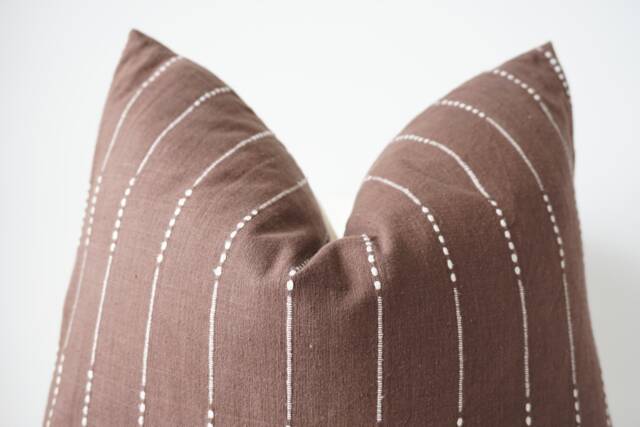 Brown Tribal Hemp Hand Woven Natural Dye Color Hmong Lumbar Pillow Cover - image 1