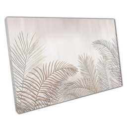Beige Tropical Palm Leaves Canvas Print Minimalist Neutral Wall Art For Home Office Decor - thumbnail 1