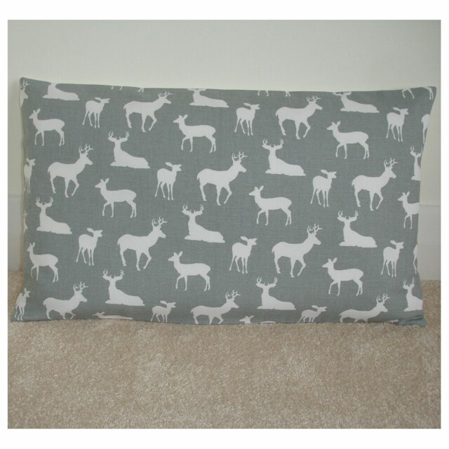 "Stag Pillow Cover Oblong Gray Bolster Accent Throw Cushion Sham 20"" X 12"