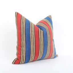 Vintage Turkish Kilim Pillow Cover, Striped Wool Cushion, 16x16 - thumbnail 3