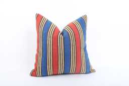 Vintage Turkish Kilim Pillow Cover, Striped Wool Cushion, 16x16 - thumbnail 1
