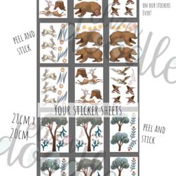 Woodland Nursery Wall Decals Vintage Forest Animals, Trees - 87 Decals - thumbnail 3