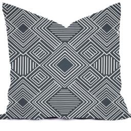 Tribal Bird Print Pillow Cover - Modern Aqua & Blue Throw - thumbnail 4