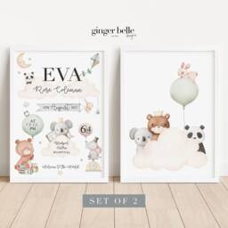 Personalized Newborn Gift - Safari Animal Nursery Print - Digital PDF - thumbnail 3