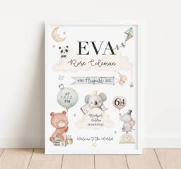 Personalized Newborn Gift - Safari Animal Nursery Print - Digital PDF - thumbnail 1