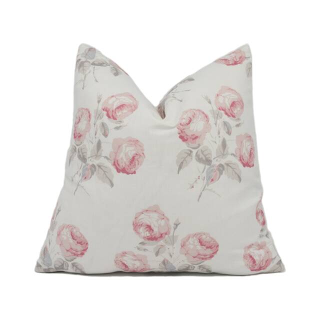 Colefax & Fowler - Bowood Pink/Grey Linen Union Classic Iconic Floral Cushion Cover Handmade Throw Pillow Designer Home D??cor - image 1