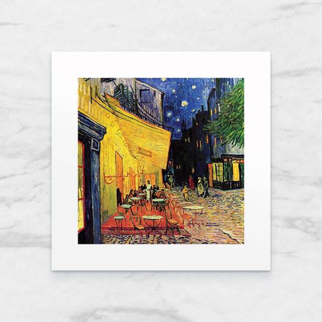Van Gogh Print Cafe Terrace At Night Photo Art With Passe-Partout - image 1