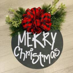 Christmas Wooden Door Hanger - Wreath Home Decor Decoration Front Door Sign Wall Decor Gift Buffalo - thumbnail 2