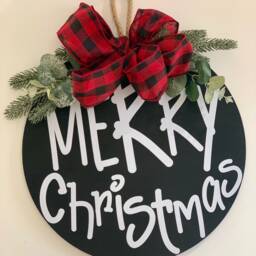 Christmas Wooden Door Hanger - Wreath Home Decor Decoration Front Door Sign Wall Decor Gift Buffalo - thumbnail 3