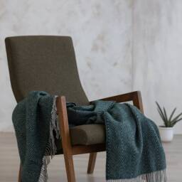 High Quality Wool Large Woven Throw Blanket With Fringes Diamond Rhombus Abstract Pattern, Housewarming Hygge Gift, Plaid Bedspread - thumbnail 3