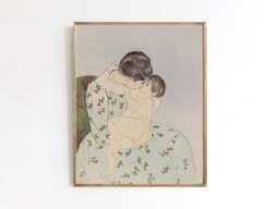 Kiss From Mama - Vintage Drawing Mother Child Snuggle Mom Gift Pastel Sizes 5x7 8x10 9x12 - thumbnail 1