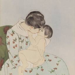 Kiss From Mama - Vintage Drawing Mother Child Snuggle Mom Gift Pastel Sizes 5x7 8x10 9x12 - thumbnail 3