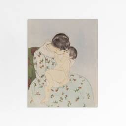 Kiss From Mama - Vintage Drawing Mother Child Snuggle Mom Gift Pastel Sizes 5x7 8x10 9x12 - thumbnail 2