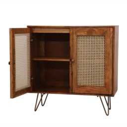 Light Mango Wood & 2 Rattan Doors Sideboard - thumbnail 4