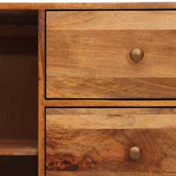 Light Mango Wood & 2 Rattan Doors Sideboard - thumbnail 3