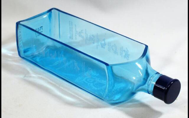 Bombay Sapphire Gin Bottle Planter Pot - Repurposed Bottle Dish Bowl For Snack - image 1