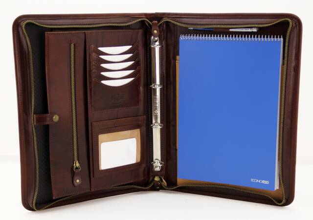 Leather Binder 4 Ring, Portfolio, Padfolio For Women & Men, Notebook Holder, Notepad Case A4 - image 1