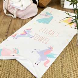 Personalised Unicorn Swimming Towel Custom Kid's Beach Towel - thumbnail 2
