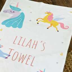 Personalised Unicorn Swimming Towel Custom Kid's Beach Towel - thumbnail 3