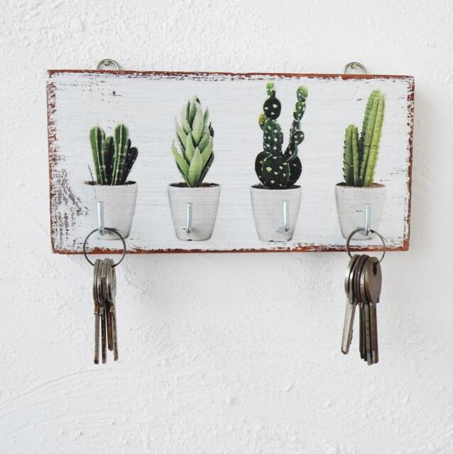 Rustic Cactus Key Holder, Image Transfer Art, Wall Decor - image 1