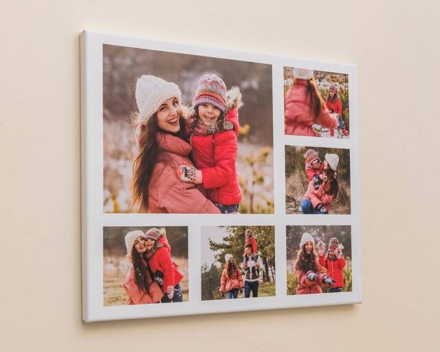 Photo Collage Canvas - Photos On Lluniau Ar Gynfas Personalised Gift Cymraeg - image 1