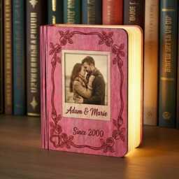 Personalized Valentine Couple Book Lamp, Custom Photo & Text Night Light, Anniversary Married Gift, Wedding Decor - thumbnail 2