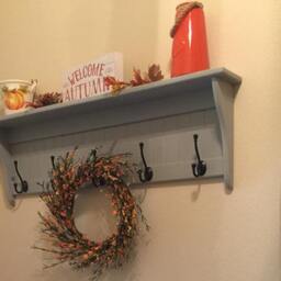 stone Gray Coat Rack With Shelf Wall Display, Black Hooks - thumbnail 2
