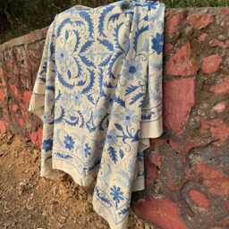 Luxury Suzani Quilt - Hand Embroidered Cotton Bedspread Colorful Bohemian Bedding - thumbnail 4
