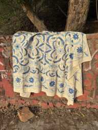 Luxury Suzani Quilt - Hand Embroidered Cotton Bedspread Colorful Bohemian Bedding - thumbnail 1