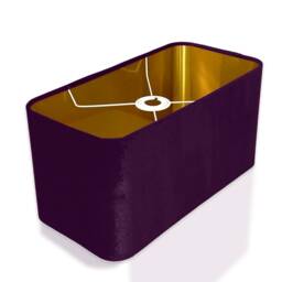 New Made To Order Plum Purple Velvet Lamp Shade & Pendant Light Rounded Rectangular Shape Metallic Panels Lining For All Purpose - thumbnail 2