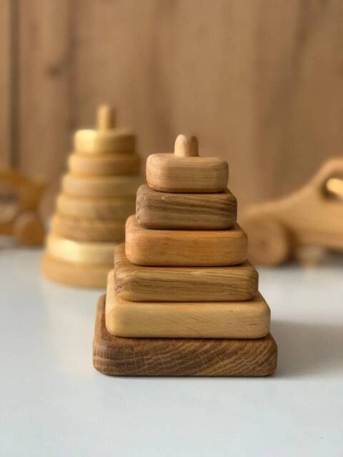 Personalised Wood Stacking Toy, Wooden Baby Eco-Friendly Stacker, Montessori Toy - image 1