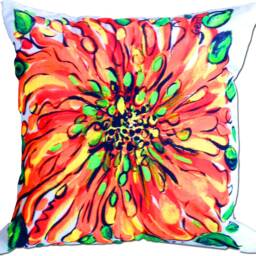 Orange Flower Pillow, Great Spring & Farmhouse Decor Large At 20 X 20 - thumbnail 3