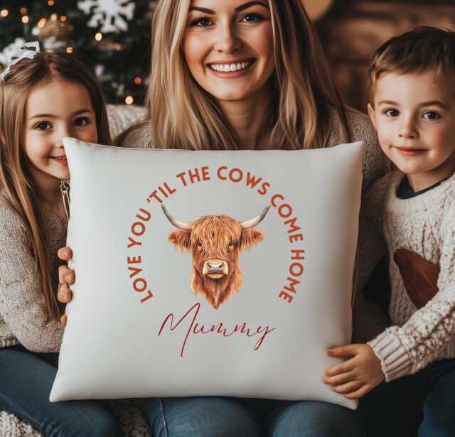 Personalised Highland Cow Cushion, Christmas Decorations, Gift, Decor, Cushion Cover, Gift For Her, Him, Custom - image 1