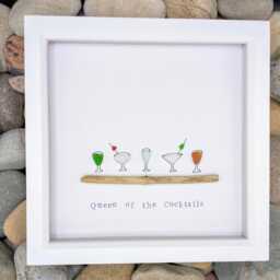 Sea Glass Cocktail Art Beach Bar Decor, Hand Collected - thumbnail 3