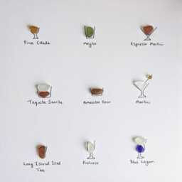 Sea Glass Cocktail Art Beach Bar Decor, Hand Collected - thumbnail 2