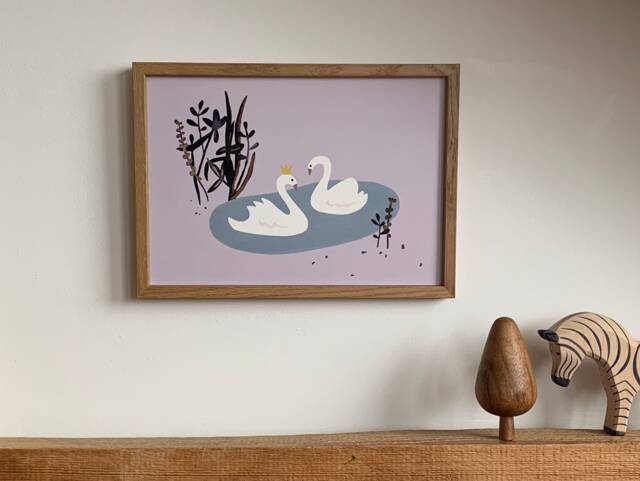 Poster/Wall Decoration/Poster Children's Room/ Poster Animals/ Decoration Wall/ Forest Local Lake/ Swans - image 1