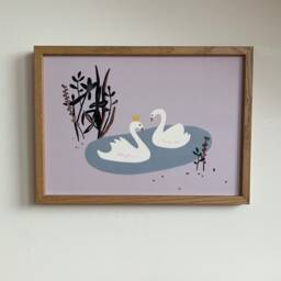 Poster/Wall Decoration/Poster Children's Room/ Poster Animals/ Decoration Wall/ Forest Local Lake/ Swans - thumbnail 3